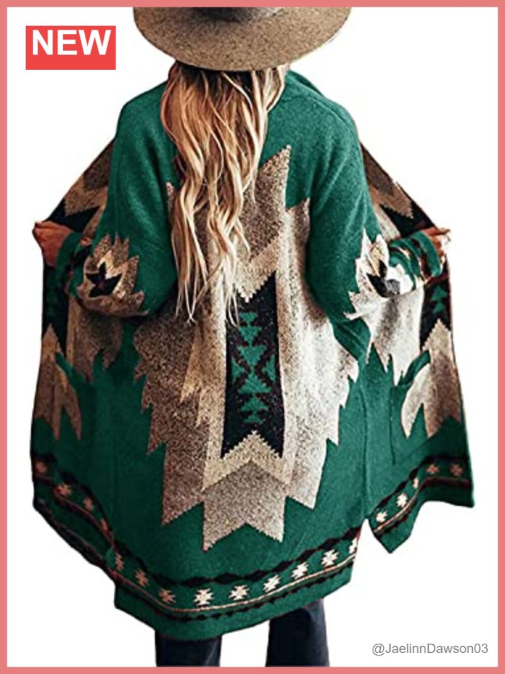 Vintage Tribal Knitted Cardigan Sweater Coat Western Open Front Outwear